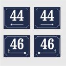 Emaille Hausnummer 12 x 10 cm mit Pfeil