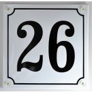Emaille Hausnummer 16x16cm Weiss-Schwarz, Nr 1-50 sofort lieferbar