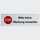 Emailleschild Bitte keine Werbung einwerfen, Bombiert