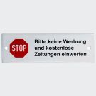 Emailleschild Bitte keine Werbung und Zeitung einwerfen, Bombiert