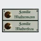 Emaille Klingelschild 11 x 7 cm, 2 Taster links