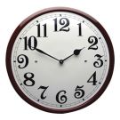 Emailleuhr cremefarben mit burgunderfarbenem Rand