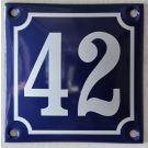 Emaille Hausnummer 10x10 cm Blau-Weiß, Nr 1-100 sofort lieferbar