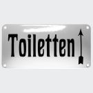 Emaille Hinweisschild Toiletten Pfeil oben 20×10 cm