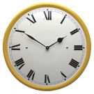 Emailleuhr cremefarben mit gelbem Rand