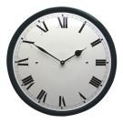 Emailleuhr creme mit grünem Rand