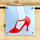 Toilettenschild Damen-Schuh in Emaille