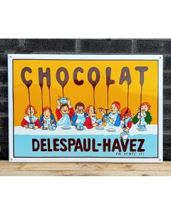 Chocolat Delespaul Havez Weiß emailleschild