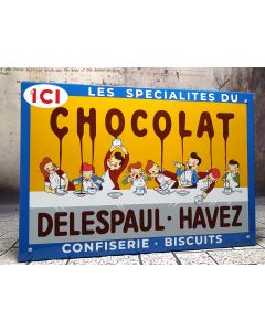 Chocolat Delespaul Havez blau emailleschild