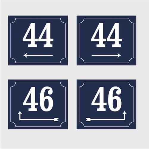 Emaille Hausnummer mit Pfeil